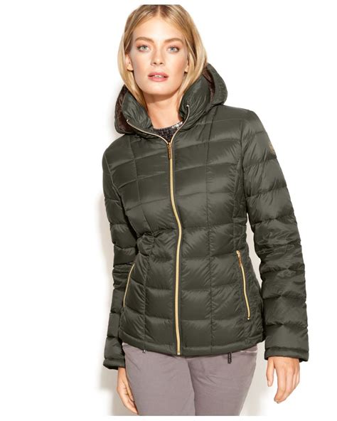 michael kors green down jacket|michael kors down packable jacket.